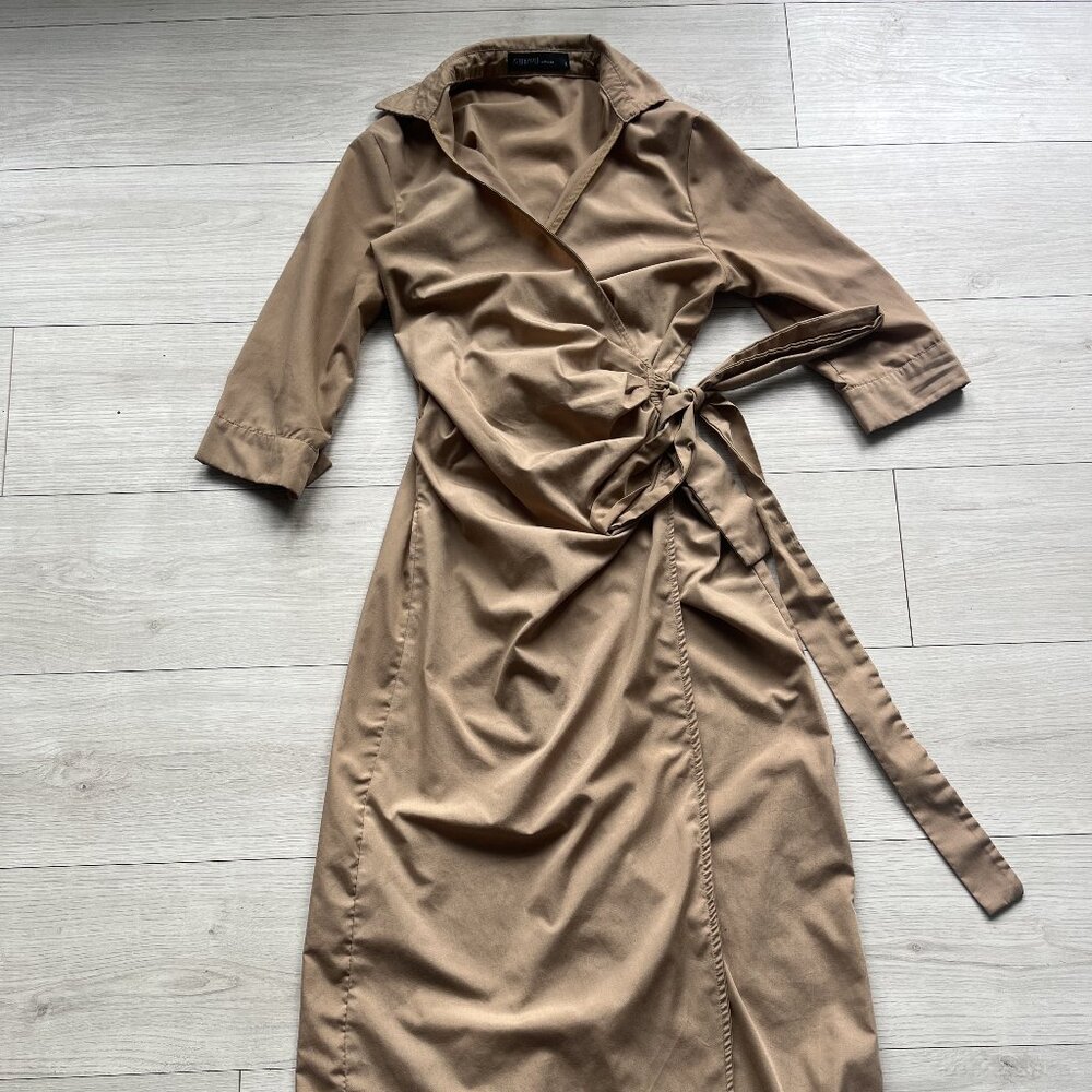 Zanzea Collection Tan Wrap Midi Dress
